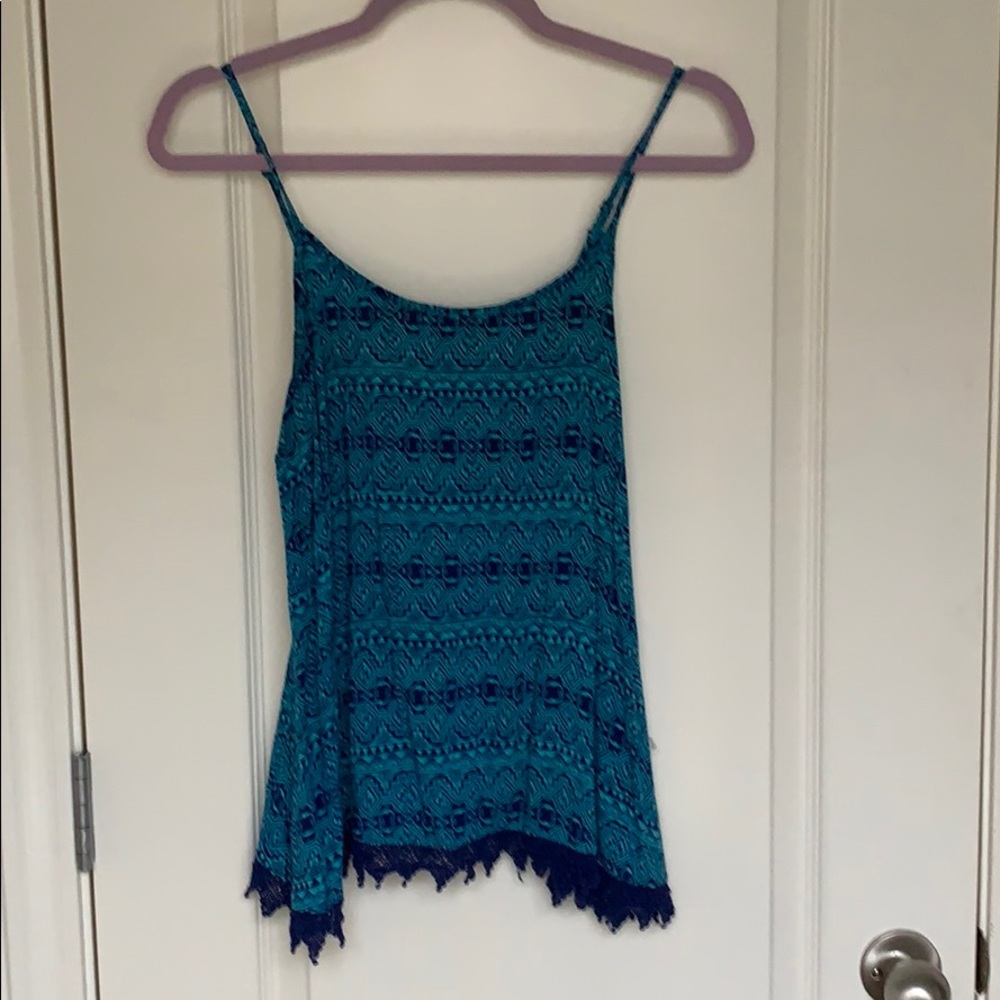 Blue top, long and flowing